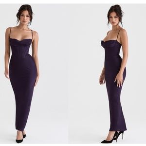 HOUSE OF CB 'Charmaine' Night Shade Corset Maxi Dress dark purple plum /Size XS